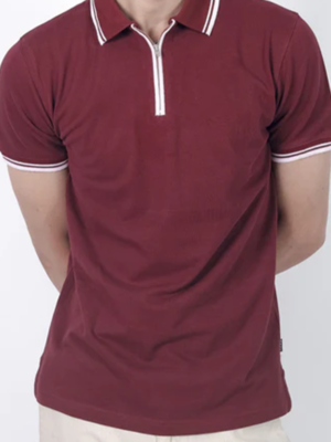 Maroon Zipper Polo