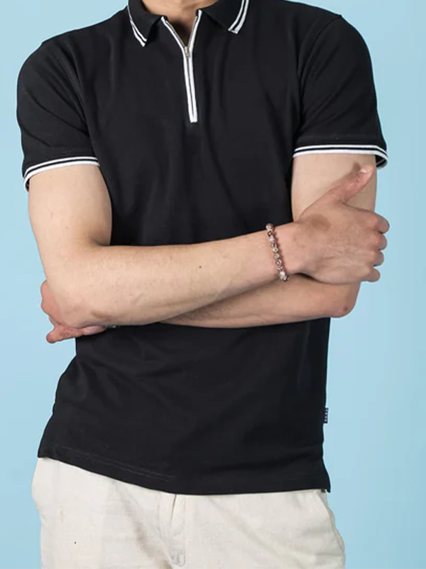 Black Zipper Polo