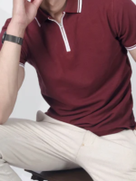 Maroon Zipper Polo