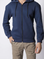 Plain navy Zipper Hoodie