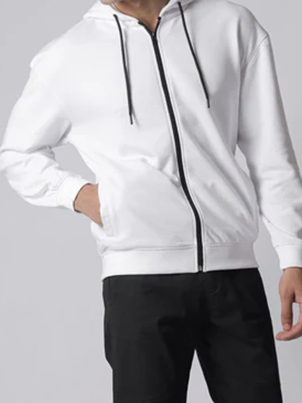 Plain White Zipper Hoodie