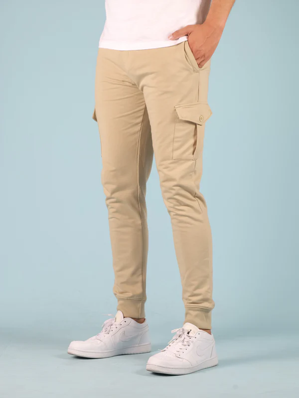 Beige Slim Fit Cargo Trouser